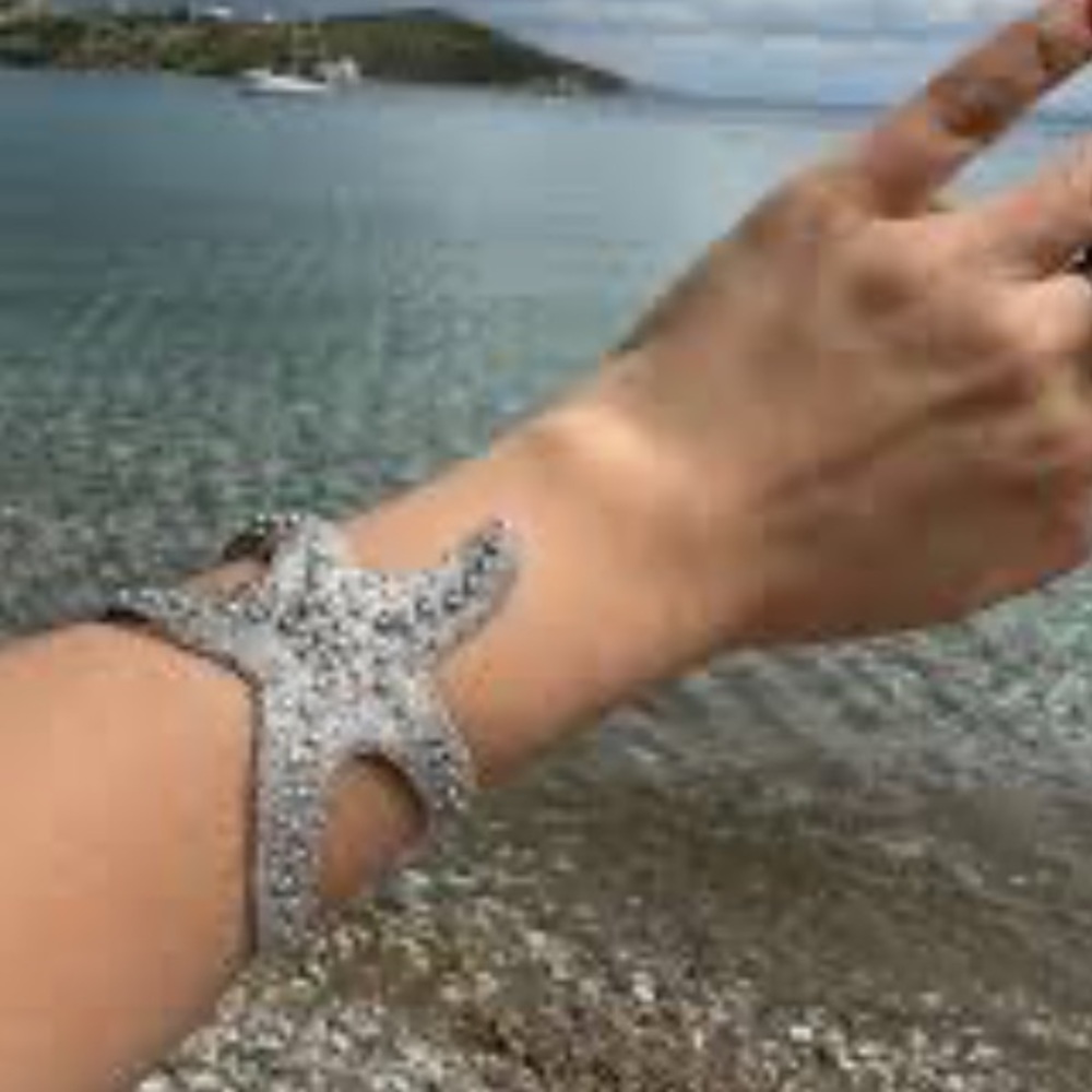 Silver Tone Starfish Cuff | Bangle Bracelet - Picture 5 of 8
